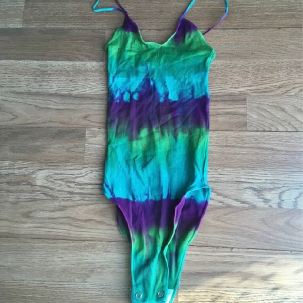 About to donate! Tiedye bodysuit English 1980s Mary Quant festival wear